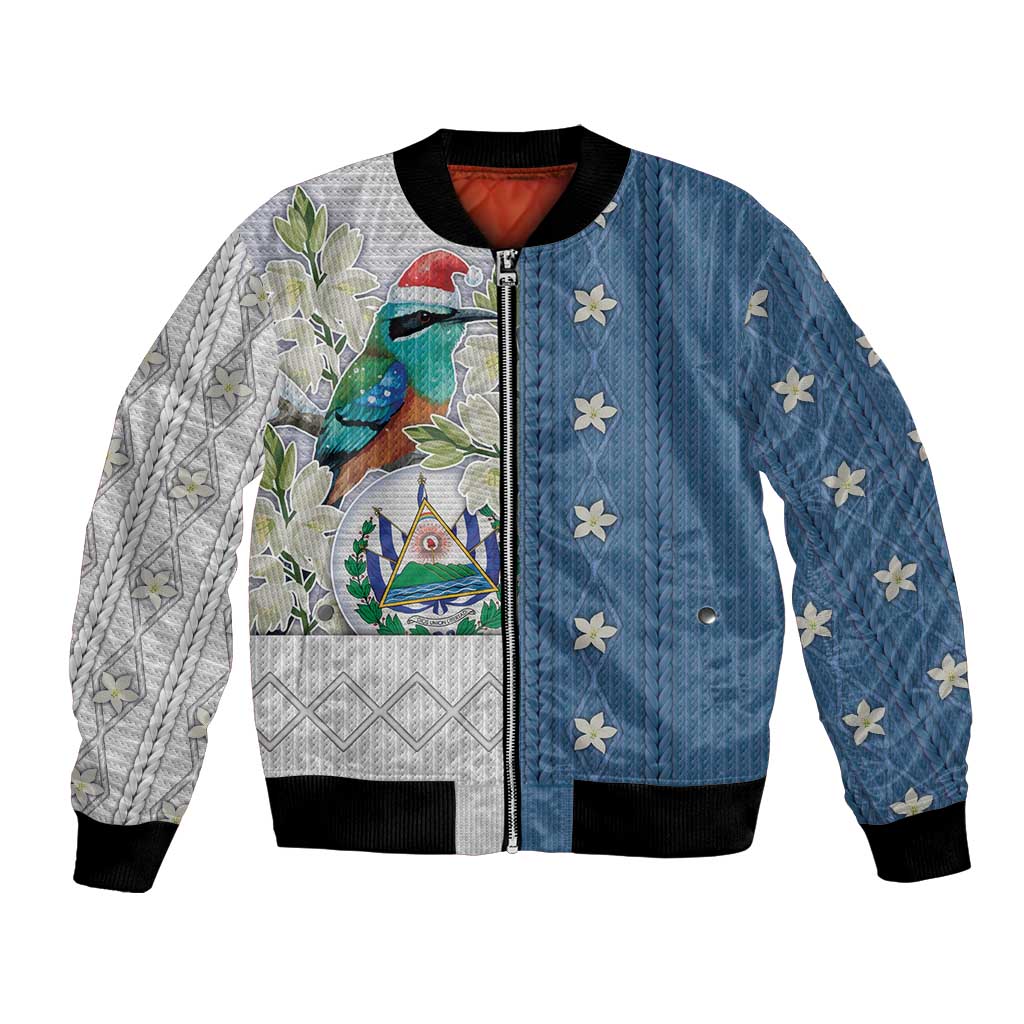 El Salvador Torogoz Christmas Bomber Jacket With Wool Effect Patterns - Wonder Print Shop