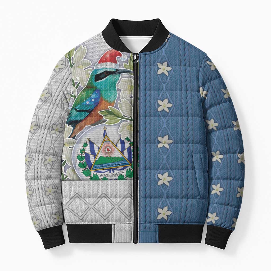 El Salvador Torogoz Christmas Bomber Puffer Jacket With Wool Effect Patterns - Wonder Print Shop