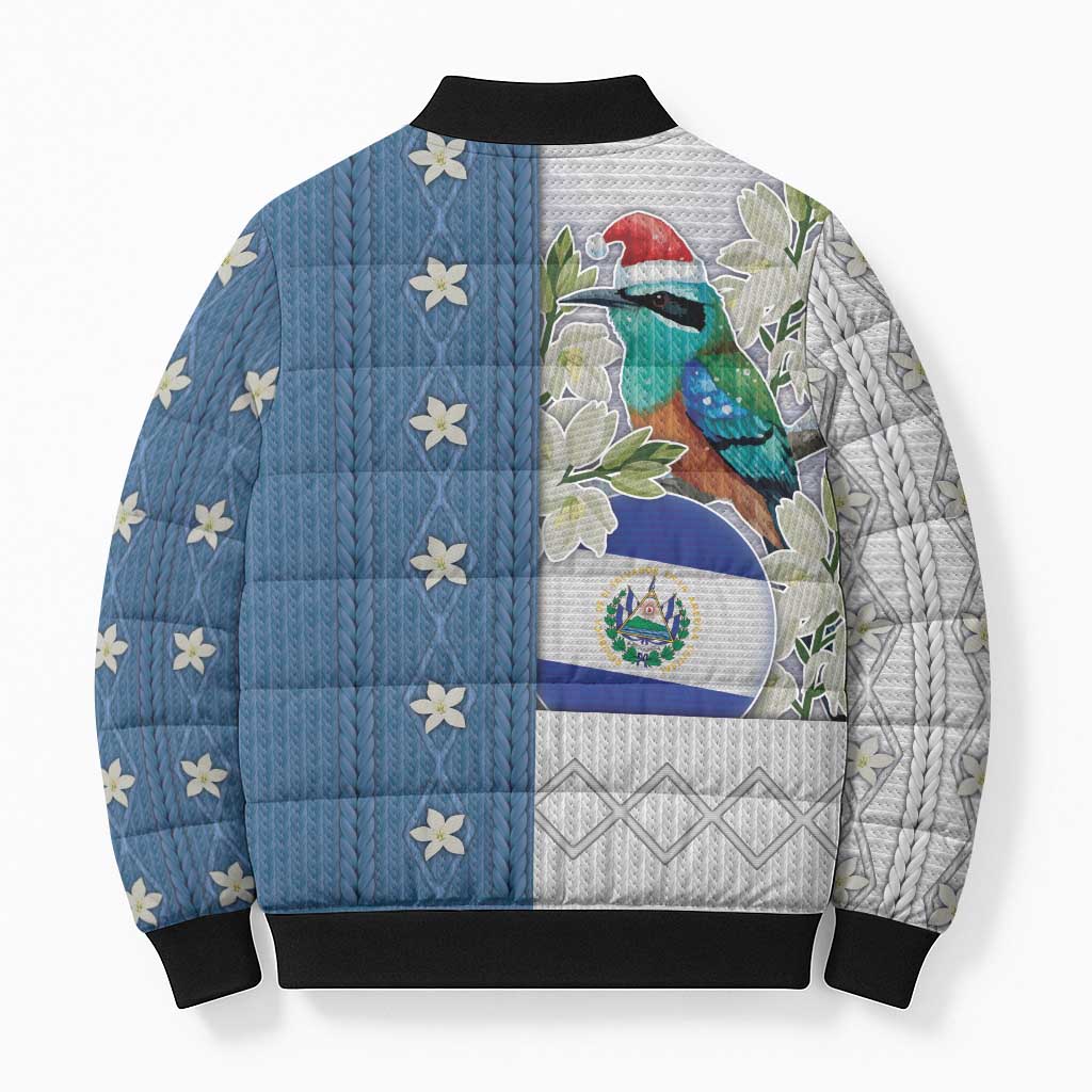 El Salvador Torogoz Christmas Bomber Puffer Jacket With Wool Effect Patterns - Wonder Print Shop
