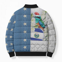 El Salvador Torogoz Christmas Bomber Puffer Jacket With Wool Effect Patterns - Wonder Print Shop