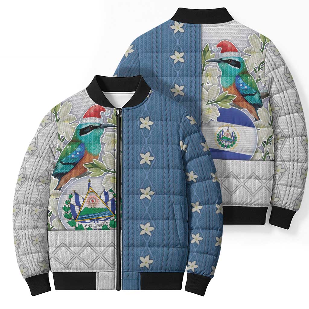 El Salvador Torogoz Christmas Bomber Puffer Jacket With Wool Effect Patterns - Wonder Print Shop