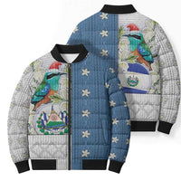 El Salvador Torogoz Christmas Bomber Puffer Jacket With Wool Effect Patterns - Wonder Print Shop