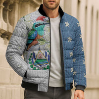 El Salvador Torogoz Christmas Bomber Puffer Jacket With Wool Effect Patterns - Wonder Print Shop