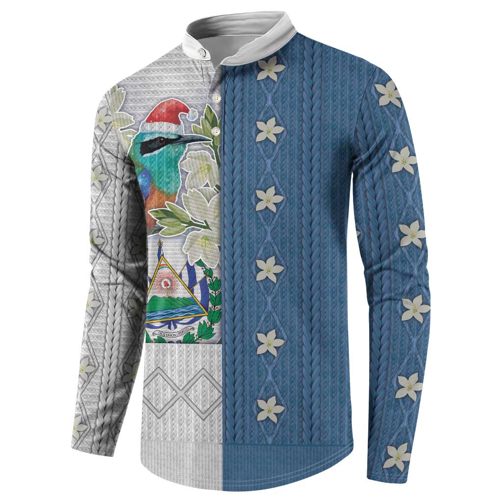 El Salvador Torogoz Christmas Button Sweatshirt With Wool Effect Patterns - Wonder Print Shop