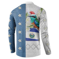 El Salvador Torogoz Christmas Button Sweatshirt With Wool Effect Patterns - Wonder Print Shop