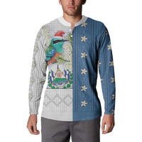 El Salvador Torogoz Christmas Button Sweatshirt With Wool Effect Patterns - Wonder Print Shop
