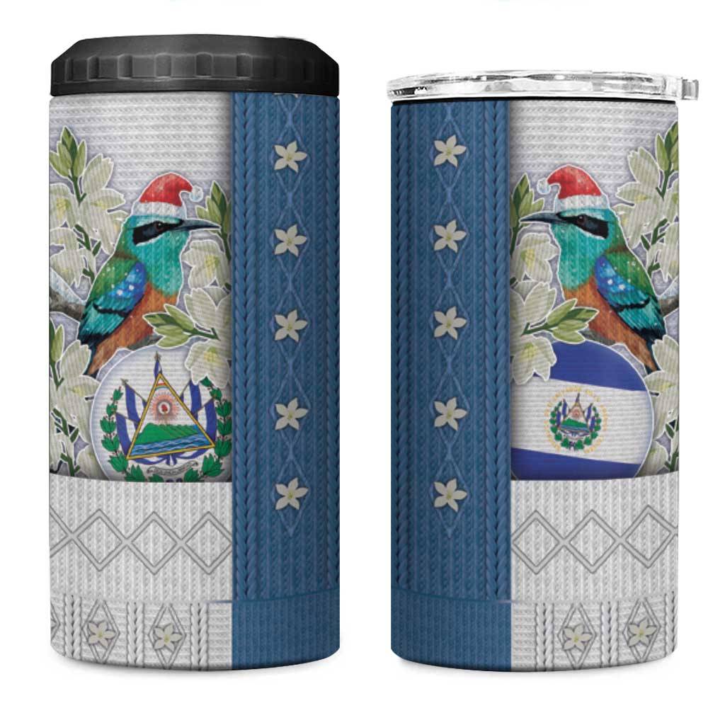 El Salvador Torogoz Christmas 4 in 1 Can Cooler Tumbler With Wool Effect Patterns - Wonder Print Shop