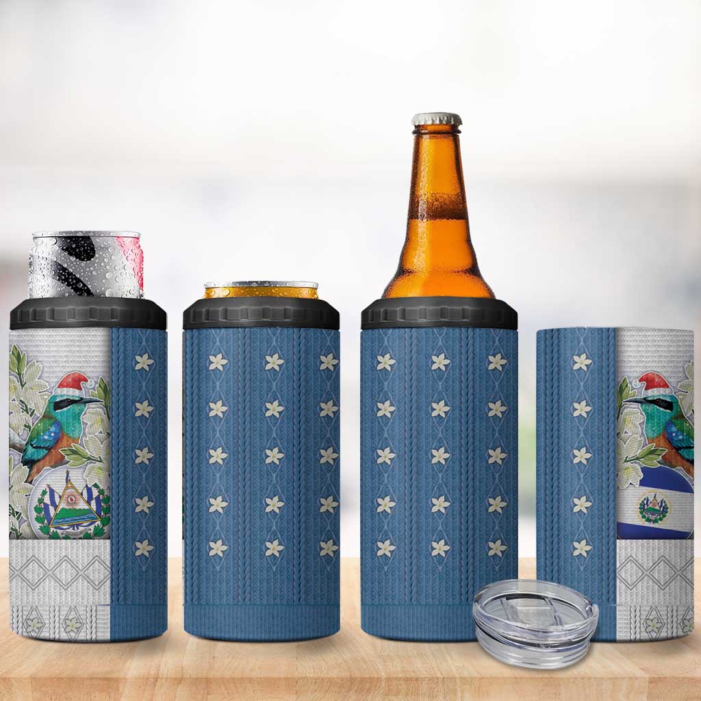 El Salvador Torogoz Christmas 4 in 1 Can Cooler Tumbler With Wool Effect Patterns - Wonder Print Shop