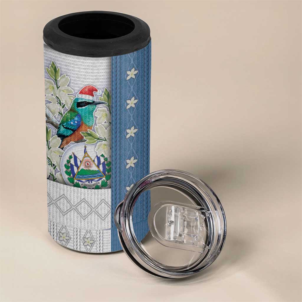El Salvador Torogoz Christmas 4 in 1 Can Cooler Tumbler With Wool Effect Patterns - Wonder Print Shop