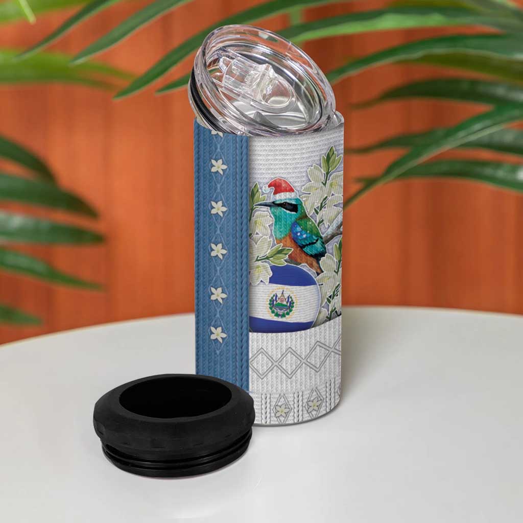 El Salvador Torogoz Christmas 4 in 1 Can Cooler Tumbler With Wool Effect Patterns - Wonder Print Shop