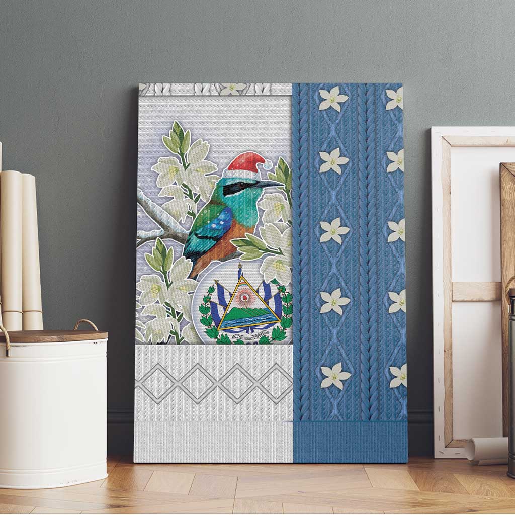 El Salvador Torogoz Christmas Canvas Wall Art With Wool Effect Patterns - Wonder Print Shop