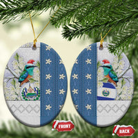 El Salvador Torogoz Christmas Ceramic Ornament With Wool Effect Patterns - Wonder Print Shop