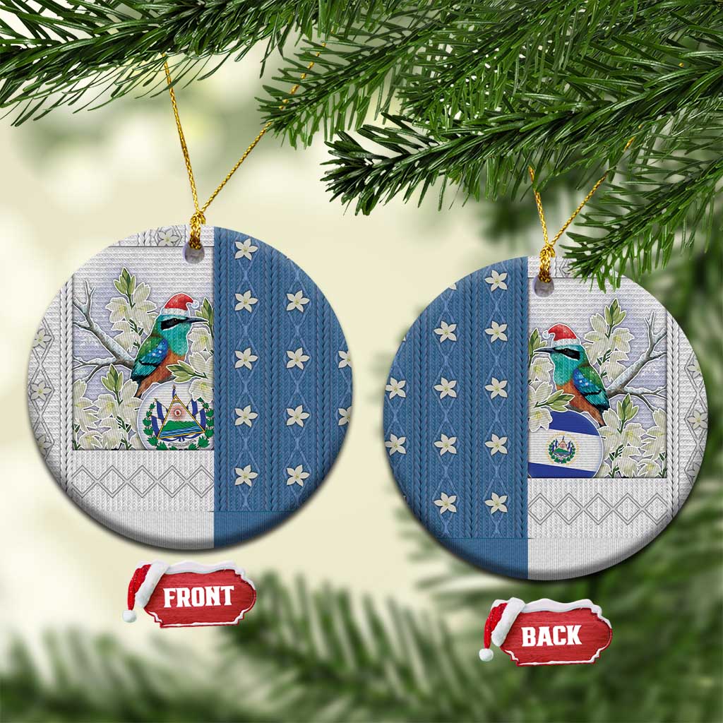 El Salvador Torogoz Christmas Ceramic Ornament With Wool Effect Patterns - Wonder Print Shop