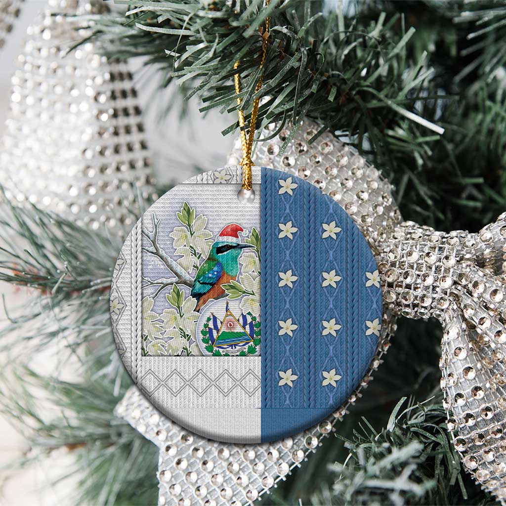 El Salvador Torogoz Christmas Ceramic Ornament With Wool Effect Patterns - Wonder Print Shop