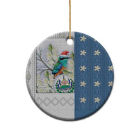 El Salvador Torogoz Christmas Ceramic Ornament With Wool Effect Patterns - Wonder Print Shop