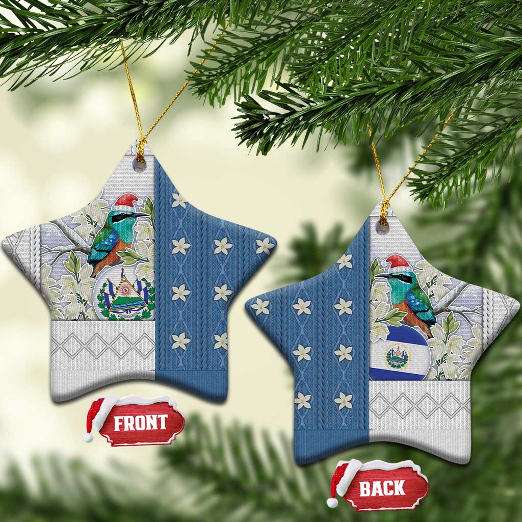 El Salvador Torogoz Christmas Ceramic Ornament With Wool Effect Patterns - Wonder Print Shop