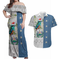 El Salvador Torogoz Christmas Couples Matching Off Shoulder Maxi Dress and Hawaiian Shirt With Wool Effect Patterns - Wonder Print Shop