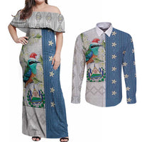 El Salvador Torogoz Christmas Couples Matching Off Shoulder Maxi Dress and Long Sleeve Button Shirt With Wool Effect Patterns - Wonder Print Shop