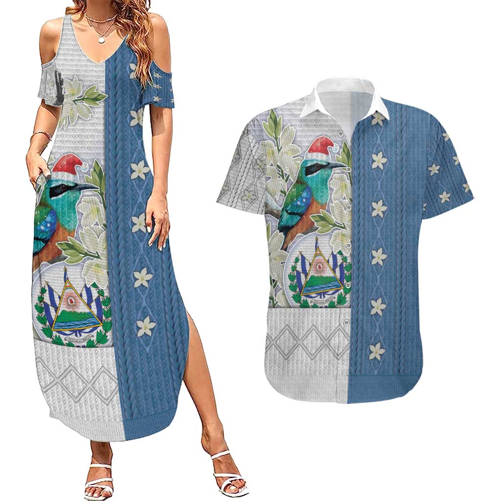 El Salvador Torogoz Christmas Couples Matching Summer Maxi Dress and Hawaiian Shirt With Wool Effect Patterns - Wonder Print Shop