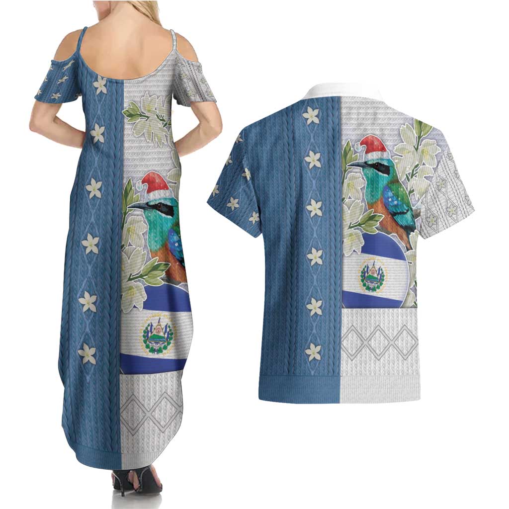 El Salvador Torogoz Christmas Couples Matching Summer Maxi Dress and Hawaiian Shirt With Wool Effect Patterns - Wonder Print Shop