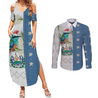 El Salvador Torogoz Christmas Couples Matching Summer Maxi Dress and Long Sleeve Button Shirt With Wool Effect Patterns - Wonder Print Shop