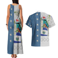 El Salvador Torogoz Christmas Couples Matching Tank Maxi Dress and Hawaiian Shirt With Wool Effect Patterns - Wonder Print Shop
