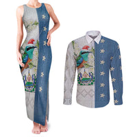 El Salvador Torogoz Christmas Couples Matching Tank Maxi Dress and Long Sleeve Button Shirt With Wool Effect Patterns - Wonder Print Shop