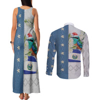 El Salvador Torogoz Christmas Couples Matching Tank Maxi Dress and Long Sleeve Button Shirt With Wool Effect Patterns - Wonder Print Shop