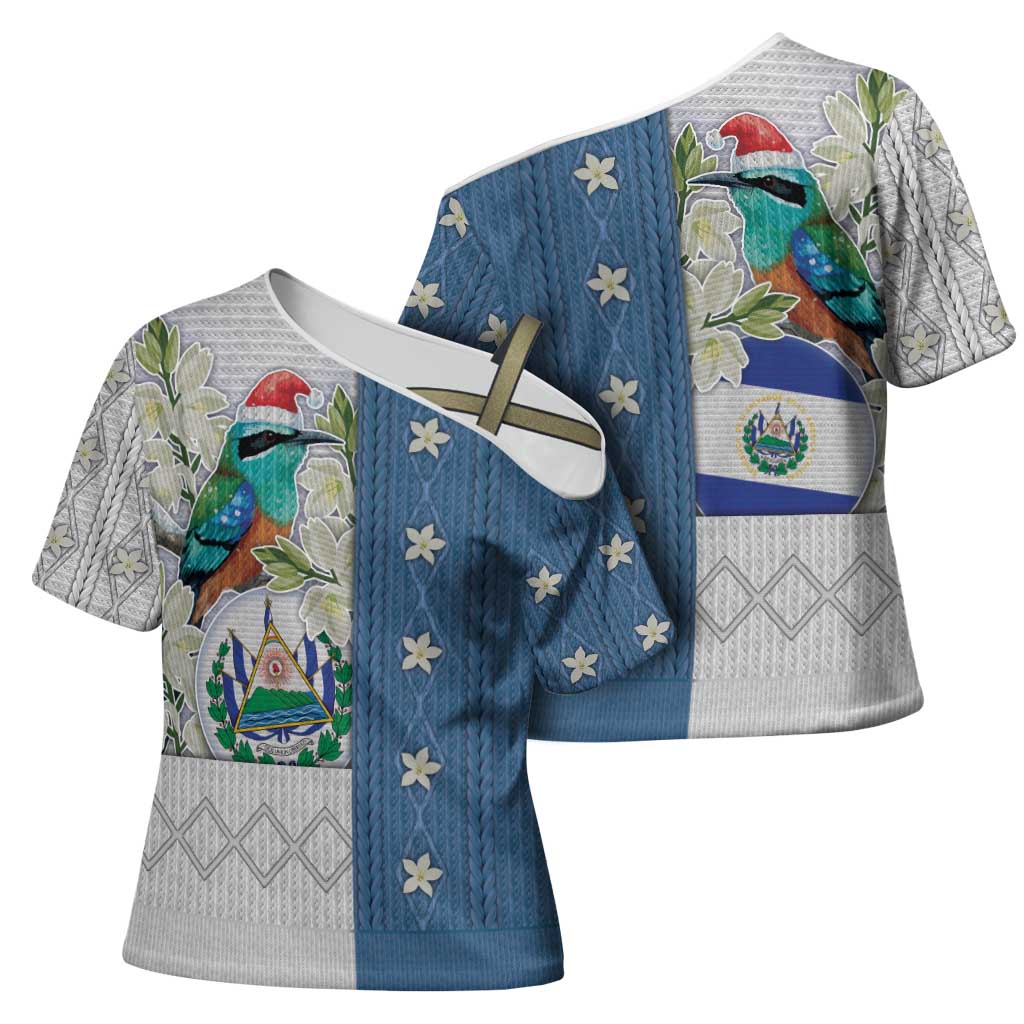 El Salvador Torogoz Christmas Cross Shoulder Shirt With Wool Effect Patterns - Wonder Print Shop