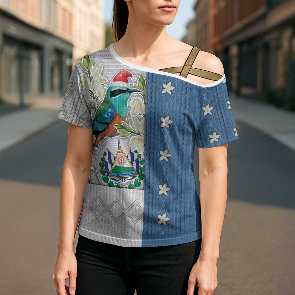 El Salvador Torogoz Christmas Cross Shoulder Shirt With Wool Effect Patterns - Wonder Print Shop