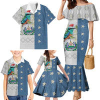 El Salvador Torogoz Christmas Family Matching Mermaid Dress and Hawaiian Shirt With Wool Effect Patterns - Wonder Print Shop