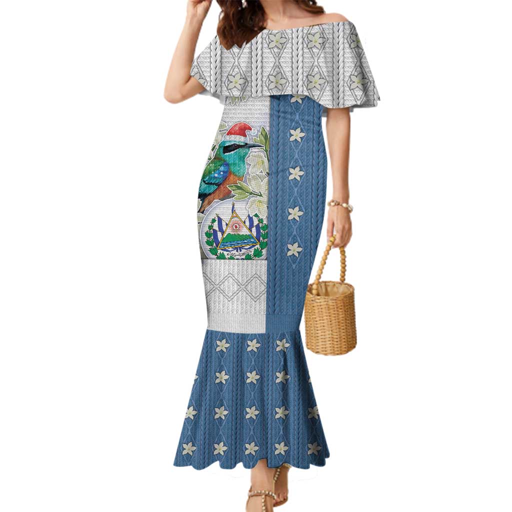 El Salvador Torogoz Christmas Family Matching Mermaid Dress and Hawaiian Shirt With Wool Effect Patterns - Wonder Print Shop