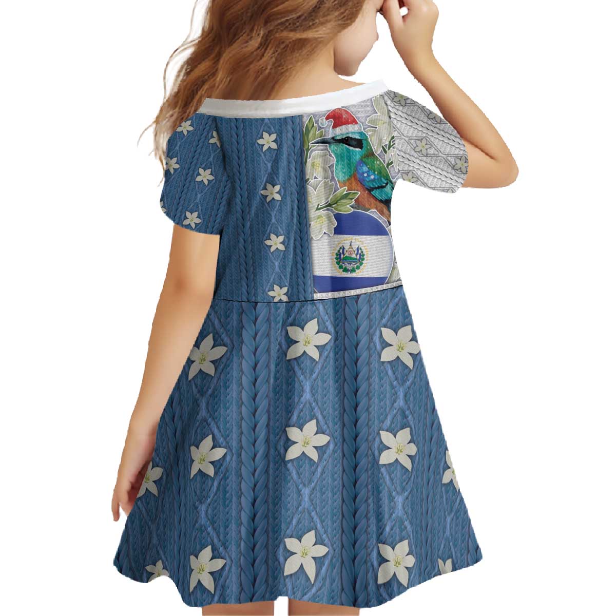 El Salvador Torogoz Christmas Family Matching Off The Shoulder Long Sleeve Dress and Hawaiian Shirt With Wool Effect Patterns - Wonder Print Shop