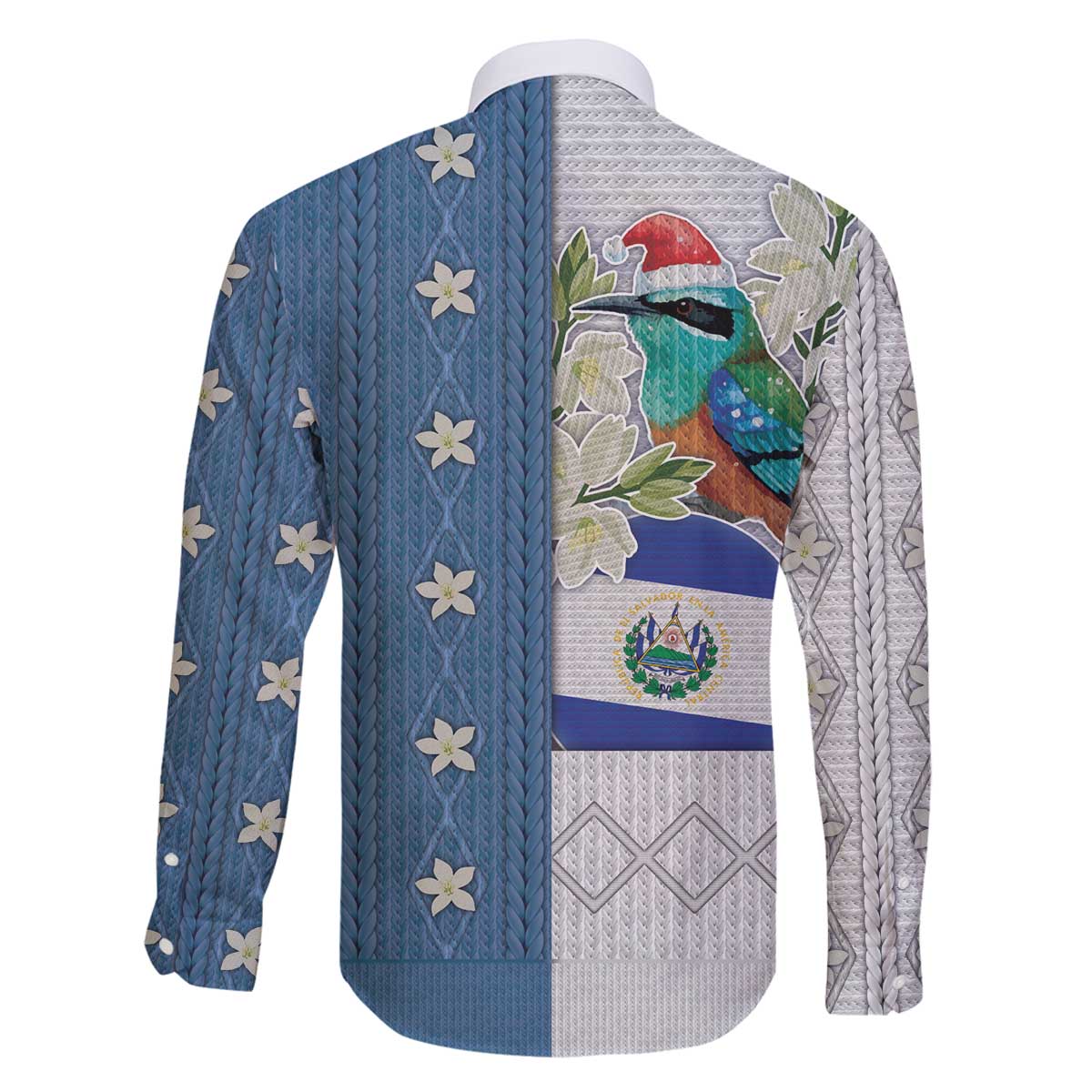 El Salvador Torogoz Christmas Family Matching Off The Shoulder Long Sleeve Dress and Hawaiian Shirt With Wool Effect Patterns - Wonder Print Shop