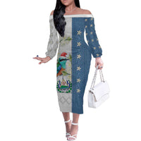 El Salvador Torogoz Christmas Family Matching Off The Shoulder Long Sleeve Dress and Hawaiian Shirt With Wool Effect Patterns - Wonder Print Shop