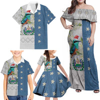 El Salvador Torogoz Christmas Family Matching Off Shoulder Maxi Dress and Hawaiian Shirt With Wool Effect Patterns - Wonder Print Shop