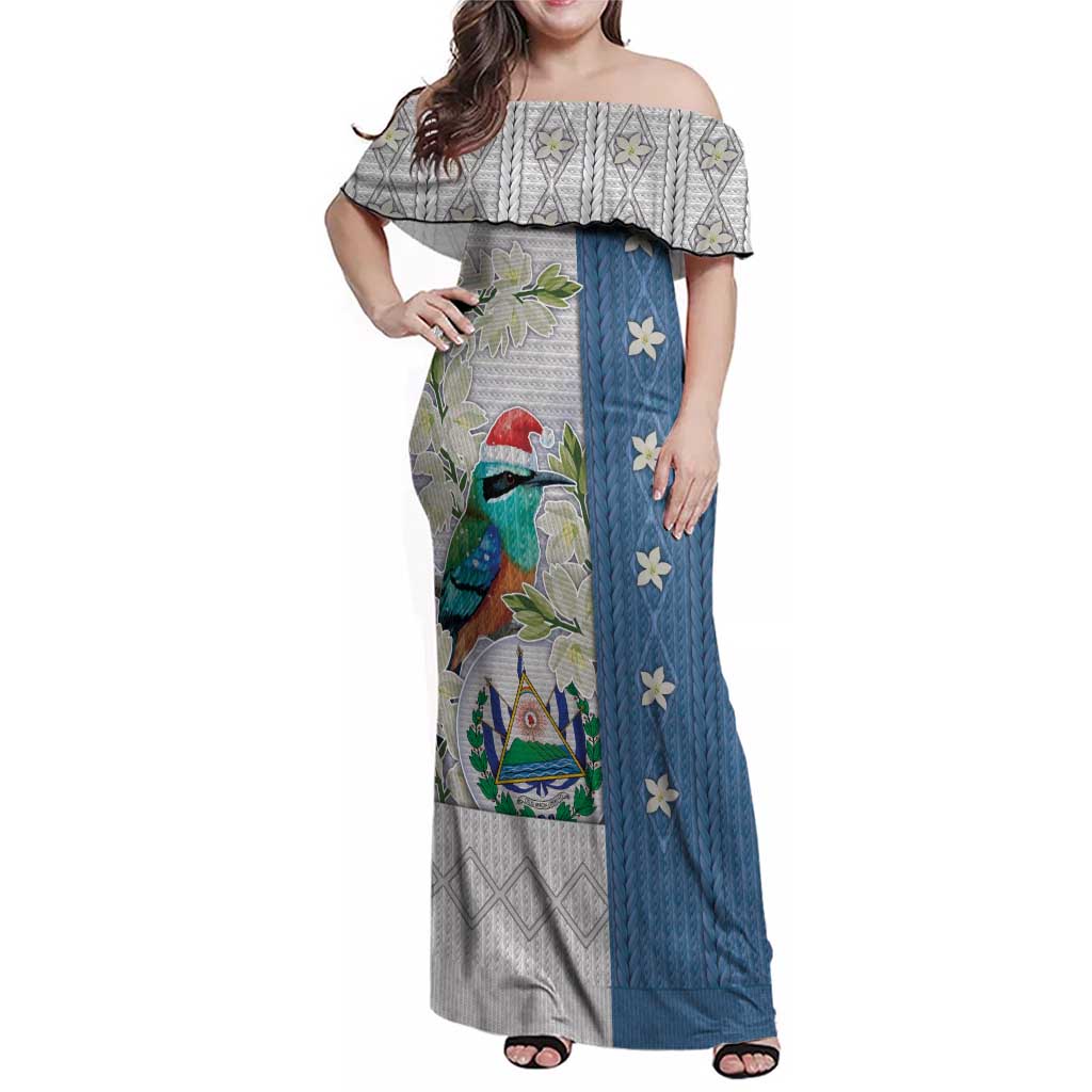 El Salvador Torogoz Christmas Family Matching Off Shoulder Maxi Dress and Hawaiian Shirt With Wool Effect Patterns - Wonder Print Shop