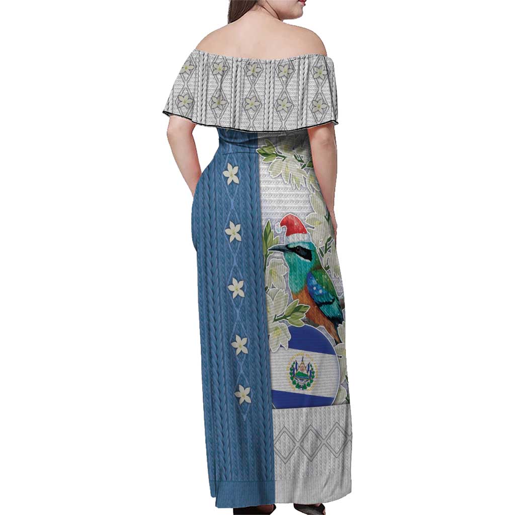 El Salvador Torogoz Christmas Family Matching Off Shoulder Maxi Dress and Hawaiian Shirt With Wool Effect Patterns - Wonder Print Shop