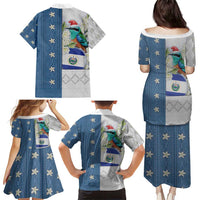 El Salvador Torogoz Christmas Family Matching Puletasi and Hawaiian Shirt With Wool Effect Patterns - Wonder Print Shop