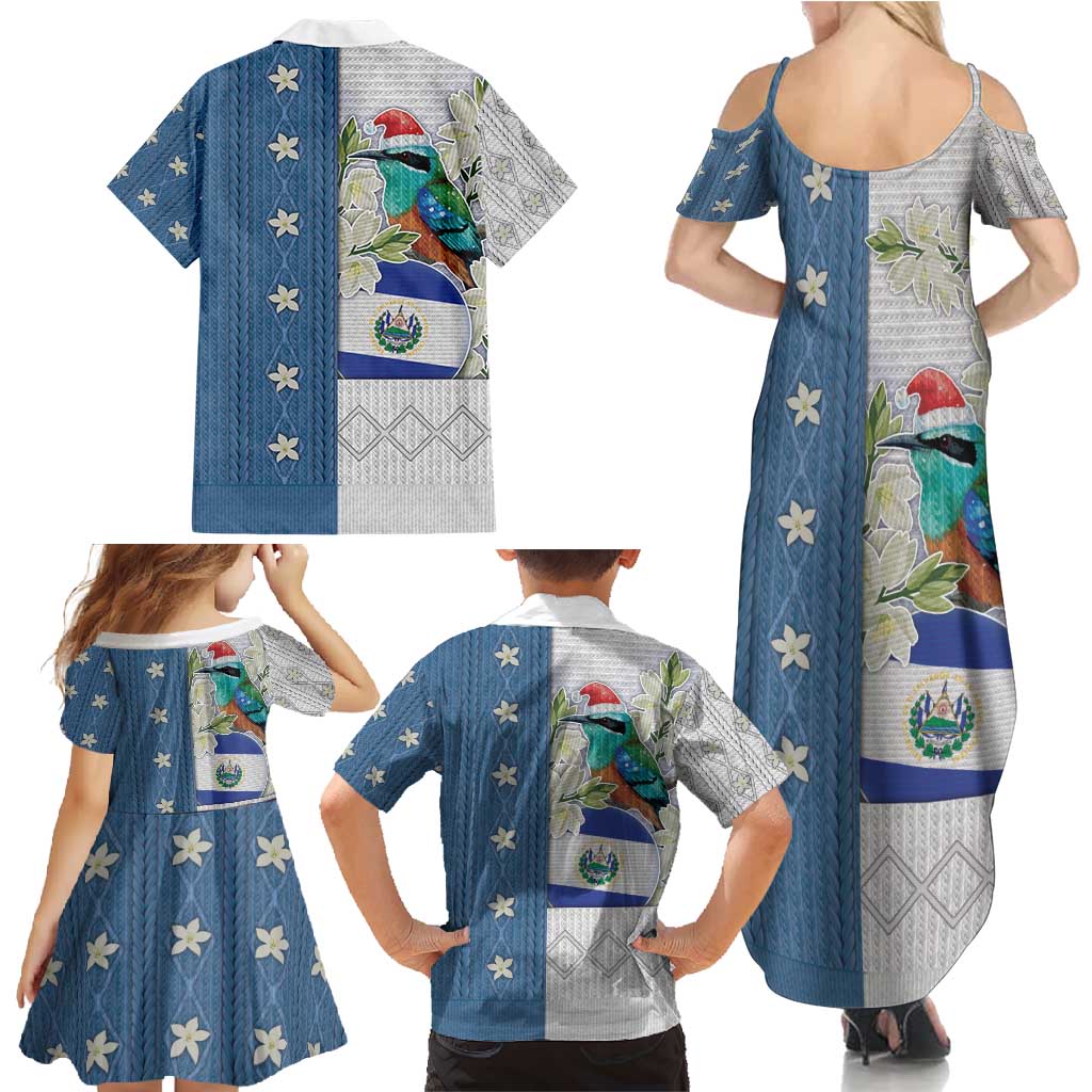 El Salvador Torogoz Christmas Family Matching Summer Maxi Dress and Hawaiian Shirt With Wool Effect Patterns - Wonder Print Shop