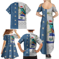 El Salvador Torogoz Christmas Family Matching Summer Maxi Dress and Hawaiian Shirt With Wool Effect Patterns - Wonder Print Shop
