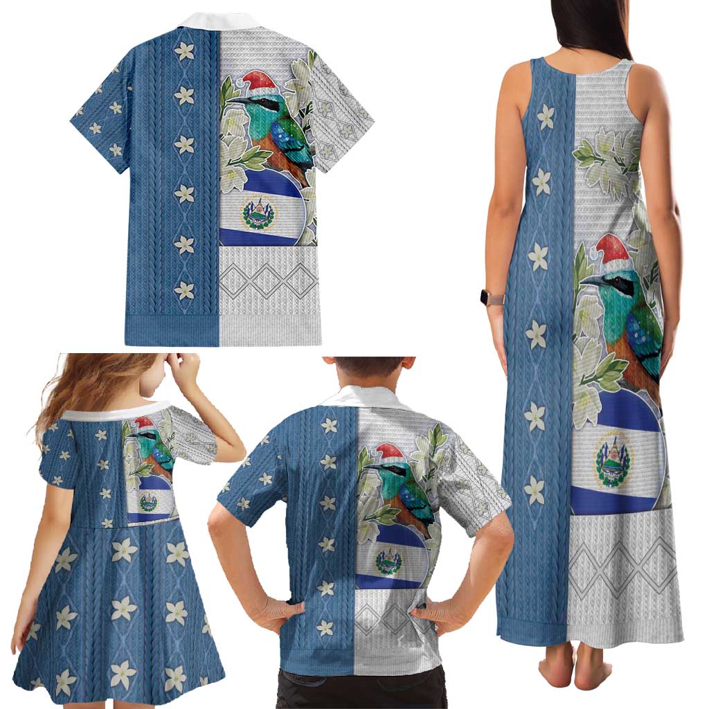 El Salvador Torogoz Christmas Family Matching Tank Maxi Dress and Hawaiian Shirt With Wool Effect Patterns - Wonder Print Shop