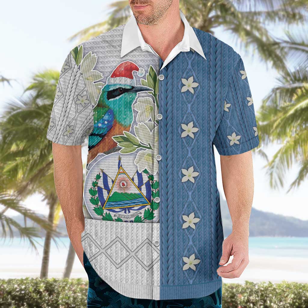 El Salvador Torogoz Christmas Hawaiian Shirt With Wool Effect Patterns - Wonder Print Shop