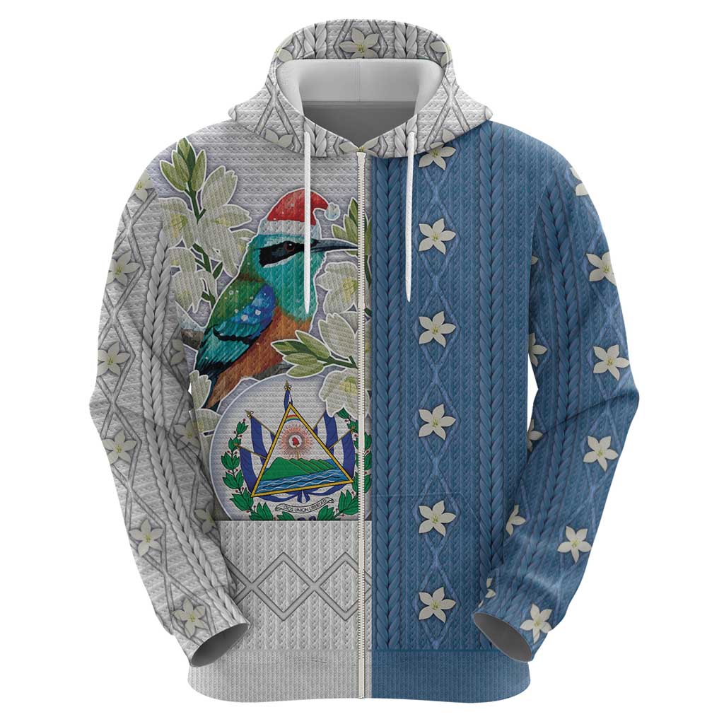 El Salvador Torogoz Christmas Hoodie With Wool Effect Patterns - Wonder Print Shop