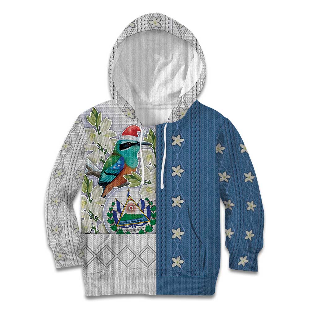 El Salvador Torogoz Christmas Kid Hoodie With Wool Effect Patterns - Wonder Print Shop