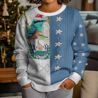El Salvador Torogoz Christmas Kid Ugly Christmas Sweater With Wool Effect Patterns - Wonder Print Shop