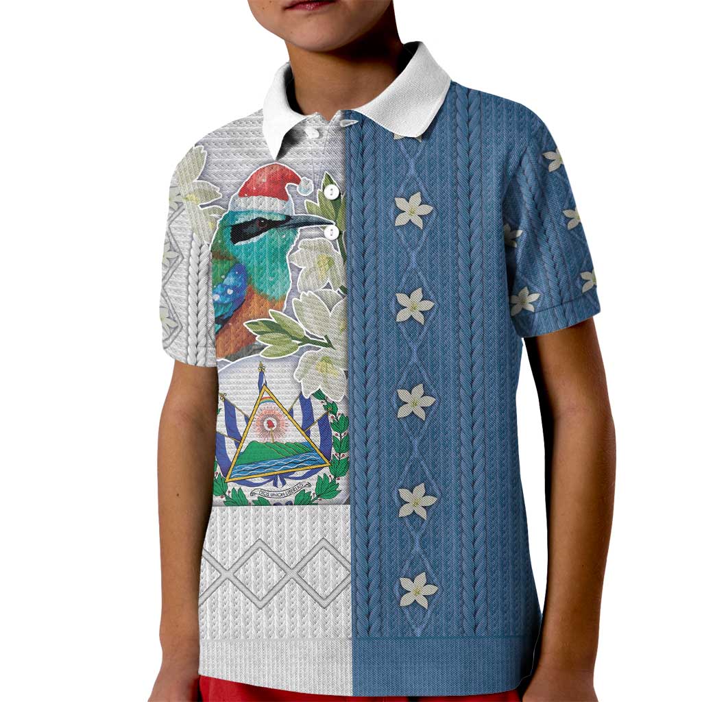 El Salvador Torogoz Christmas Kid Polo Shirt With Wool Effect Patterns - Wonder Print Shop