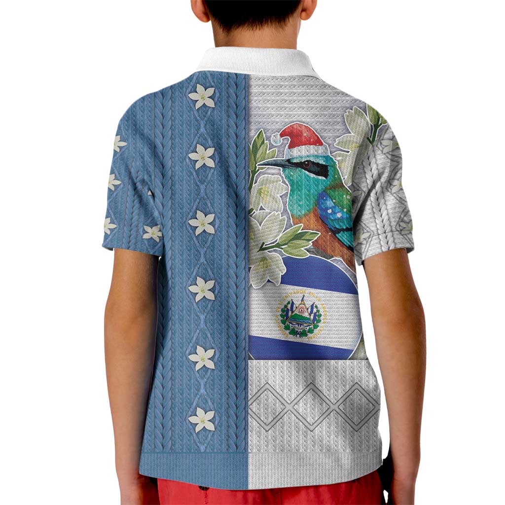 El Salvador Torogoz Christmas Kid Polo Shirt With Wool Effect Patterns - Wonder Print Shop
