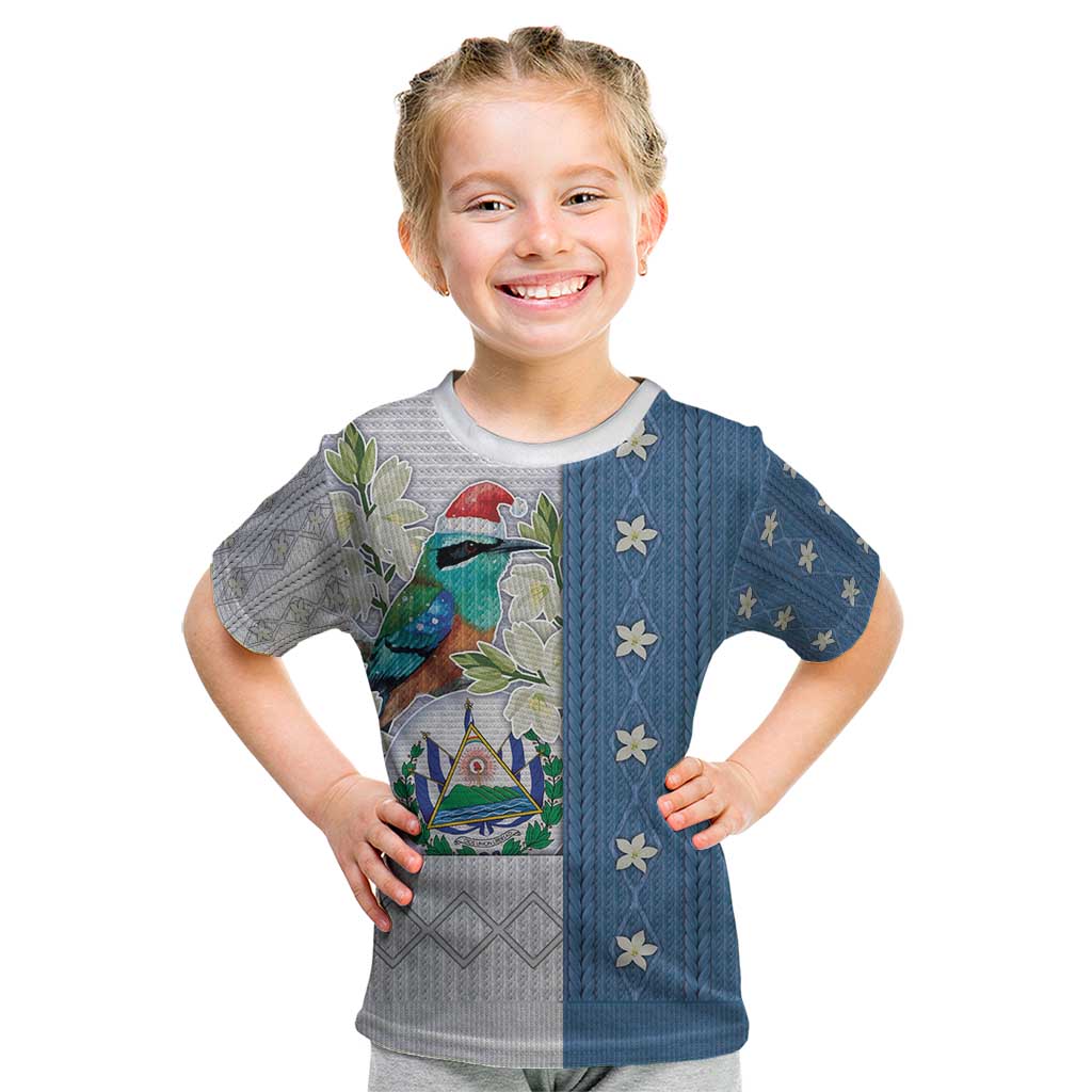 El Salvador Torogoz Christmas Kid T Shirt With Wool Effect Patterns - Wonder Print Shop