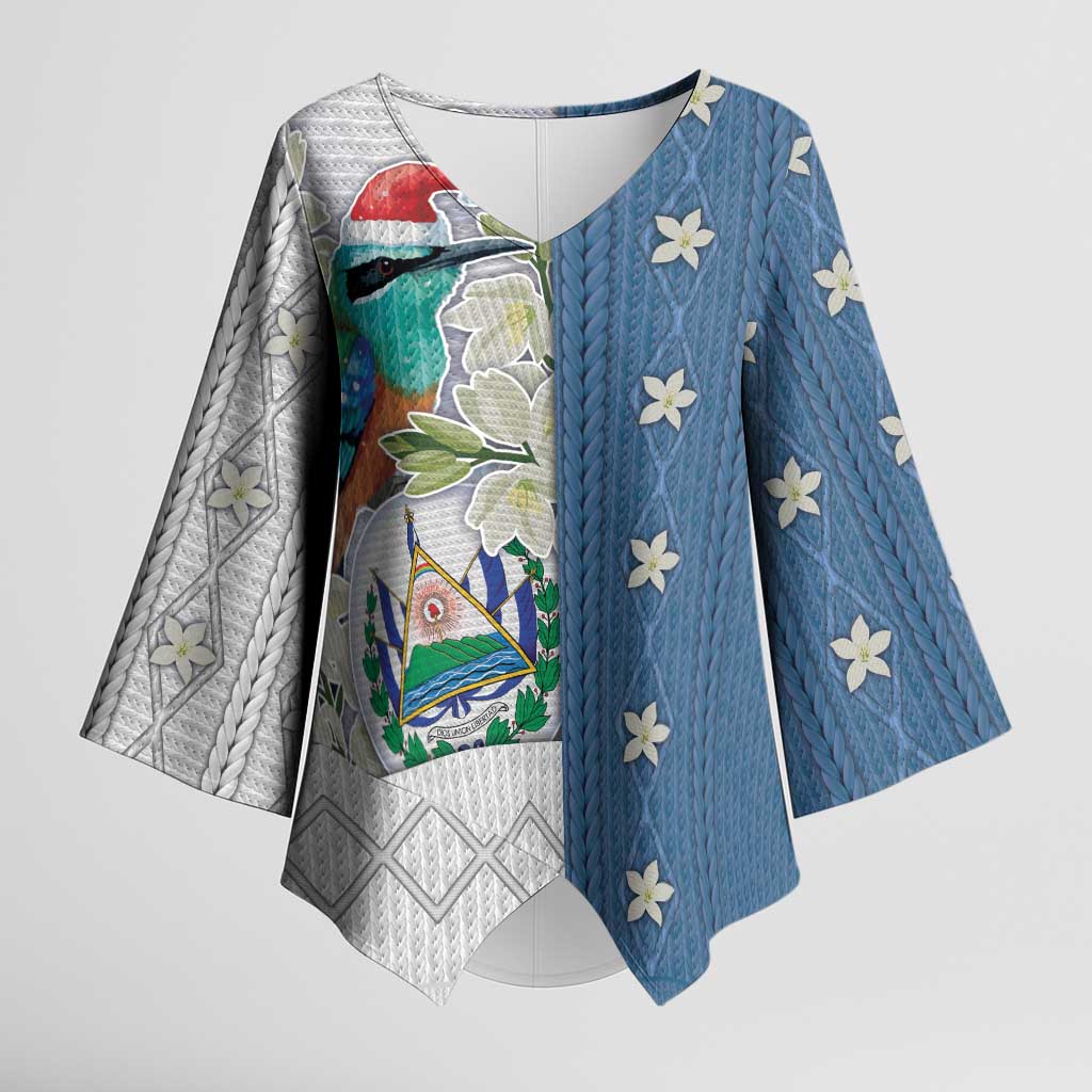 El Salvador Torogoz Christmas Kimono Sleeve Blouse With Wool Effect Patterns - Wonder Print Shop